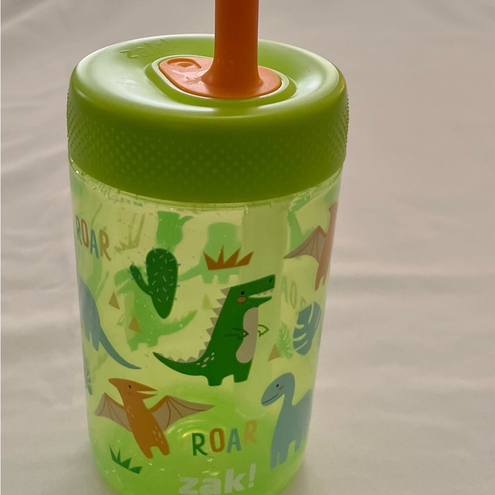 Kids Dinosaur Tumbler with Straw - Green